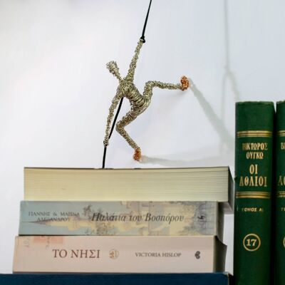 Rock Climbing Tiny Man with Copper Shoes Brass