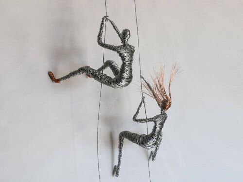 Set of Two Climbers, Wall Sculpture, Climbing Adventurer