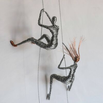 Set of Two Climbers, Wall Sculpture, Climbing Adventurer