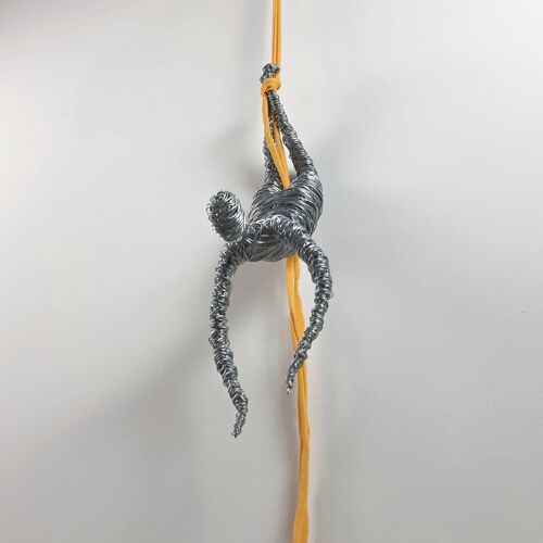 Wall Hanging Sculpture, Climbing Man Cotton cord