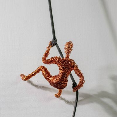 Wall Sculpture, Climbing Adventurer, Wall Decor Steel cord