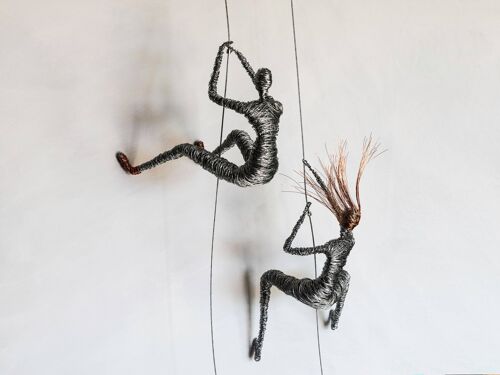 Wire Sculpture Climber Man and Woman