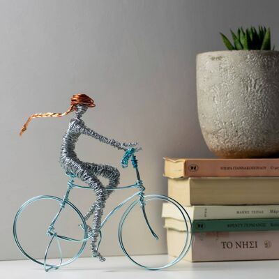 Woman on Bicycle Wire Sculpture