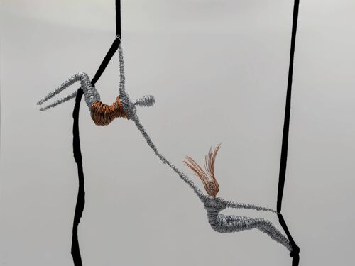 Women Acrobat Figures Wire Sculptures
