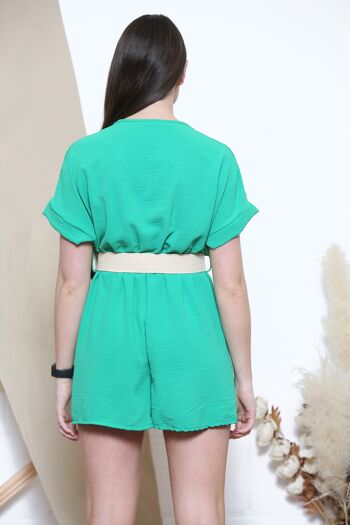 Combishort vert avec ceinture 3