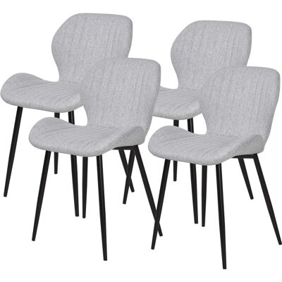 Lot de 4 - Chaise 58212GR Gris - assise Tissu pieds Metal Noir