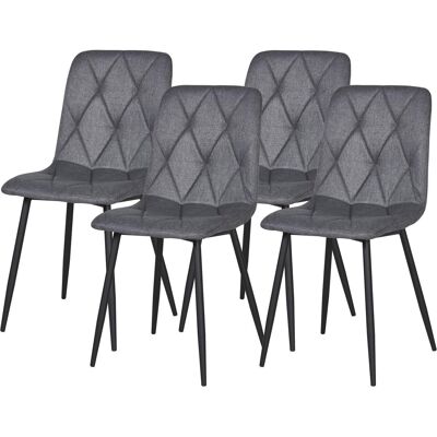 Lot de 4 - Chaise 58301GA Gris Anthracite - assise Tissu pieds Metal Noir