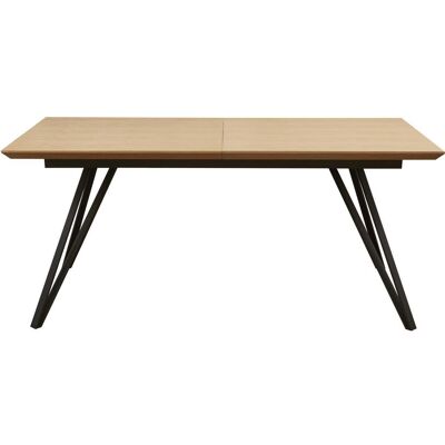 Table de repas extensible 49121NA Noir et Marron - plateau Bois pieds Metal Noir 180 x 90 avec rallonge 60 cm