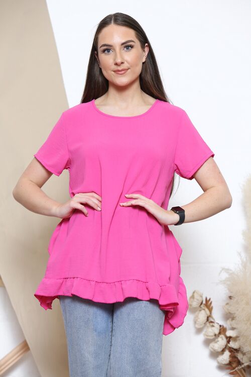 Fuchsia ruffled hem top