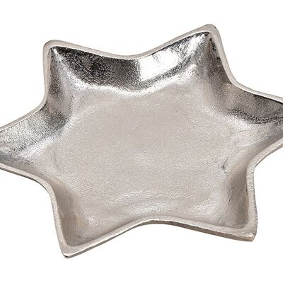 Teller Stern aus Aluminium Silber (B/H/T) 21x2x21cm