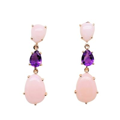 Alex Earrings with Pink Opal and Amethyst