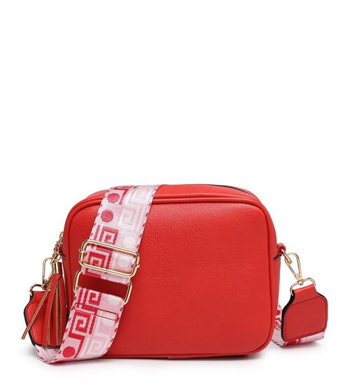 Interchangeable  Wide Strap Crossbody bag  multiple purposes Ladies  Shoulder bag with Adjustable removeable Strap --ZQ-123-1m Red