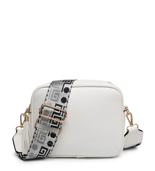 Interchangeable  Wide Strap Crossbody bag  multiple purposes Ladies  Shoulder bag with Adjustable removeable Strap --ZQ-123-1m White