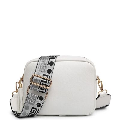 Bolso bandolera con correa ancha intercambiable para múltiples propósitos Bolso de hombro para mujer con correa extraíble ajustable --ZQ-123-1m Blanco