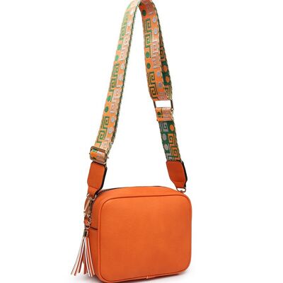 Interchangeable  Wide Strap Crossbody bag  multiple purposes Ladies  Shoulder bag with Adjustable removeable Strap --ZQ-123-1m orange