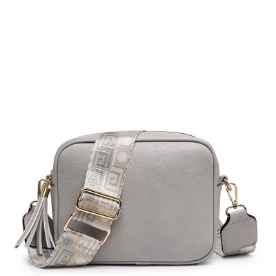 Interchangeable Wide Strap Crossbody bag multiple purposes Ladies Shoulder bag with Adjustable removeable Strap --ZQ-123-1m grey