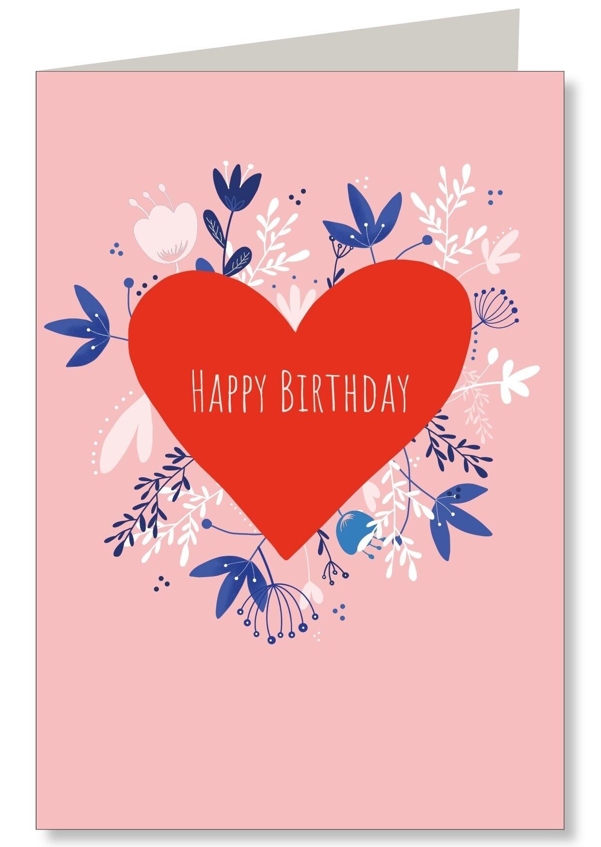 Red heart - blue flowers