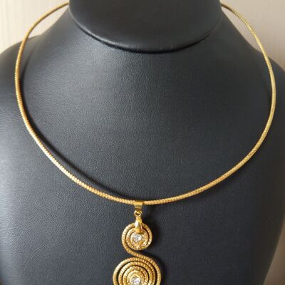 Halskette „Elegance Strass“ aus Capim Dourado, „Vegetable Gold“ aus Brasilien