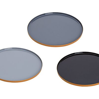 Tablett aus Metall Schwarz, Grau 3-fach, (B/H/T) 29x1x29cm