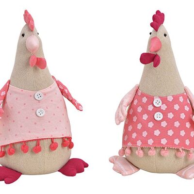 Huhn aus Textil Pink/Rosa 2-fach, Türstopper  (B/H/T) 20x23x11cm