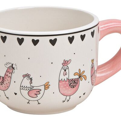 Becher Hahn Huhn Dekor aus Keramik Pink/Rosa, gold (B/H/T) 15x8x11cm 500ml