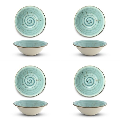 Porcelain Bowl 18cm Wave Style Set of 4