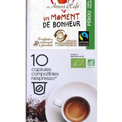 Café bio & équitable "Un Moment de Bonheur", PÉROU - Dosettes compatibles Nespresso®