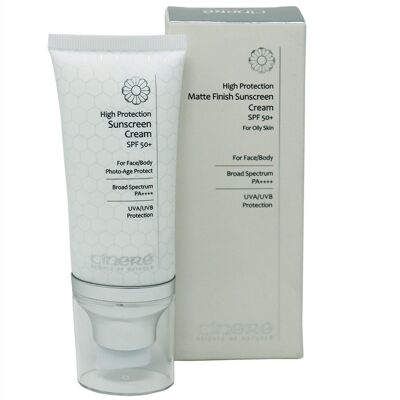 New Cinere High Protection Matte Finish Sunscreen Cream SPF 50+ für fettige Haut - 50 ml