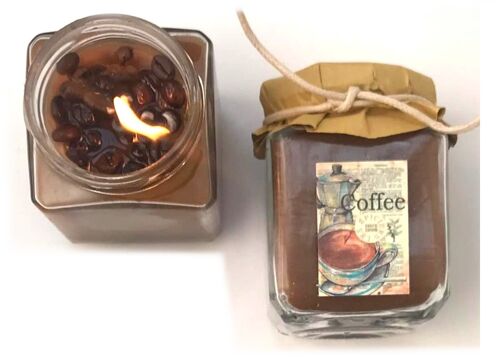 Candela profumata_Fragranza molto realistica - Coffee scented candle, hand cast with the addition of natural coffee beans