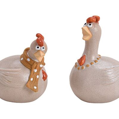 Huhn aus Keramik Beige 2-fach, (B/H/T) 8x13x12cm