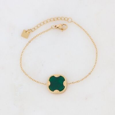 Gold Lloyd bracelet with Green Agate stone