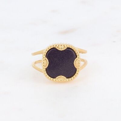 Gold Lloyd ring with blue sand square stone