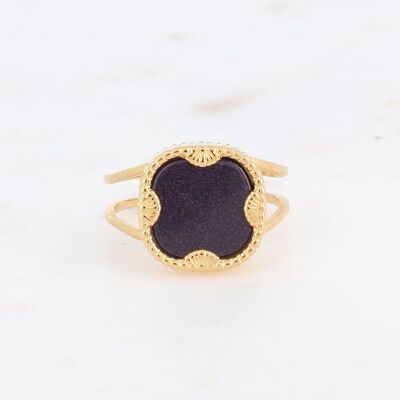 Anello Lloyd in oro con pietra quadrata sabbia blu