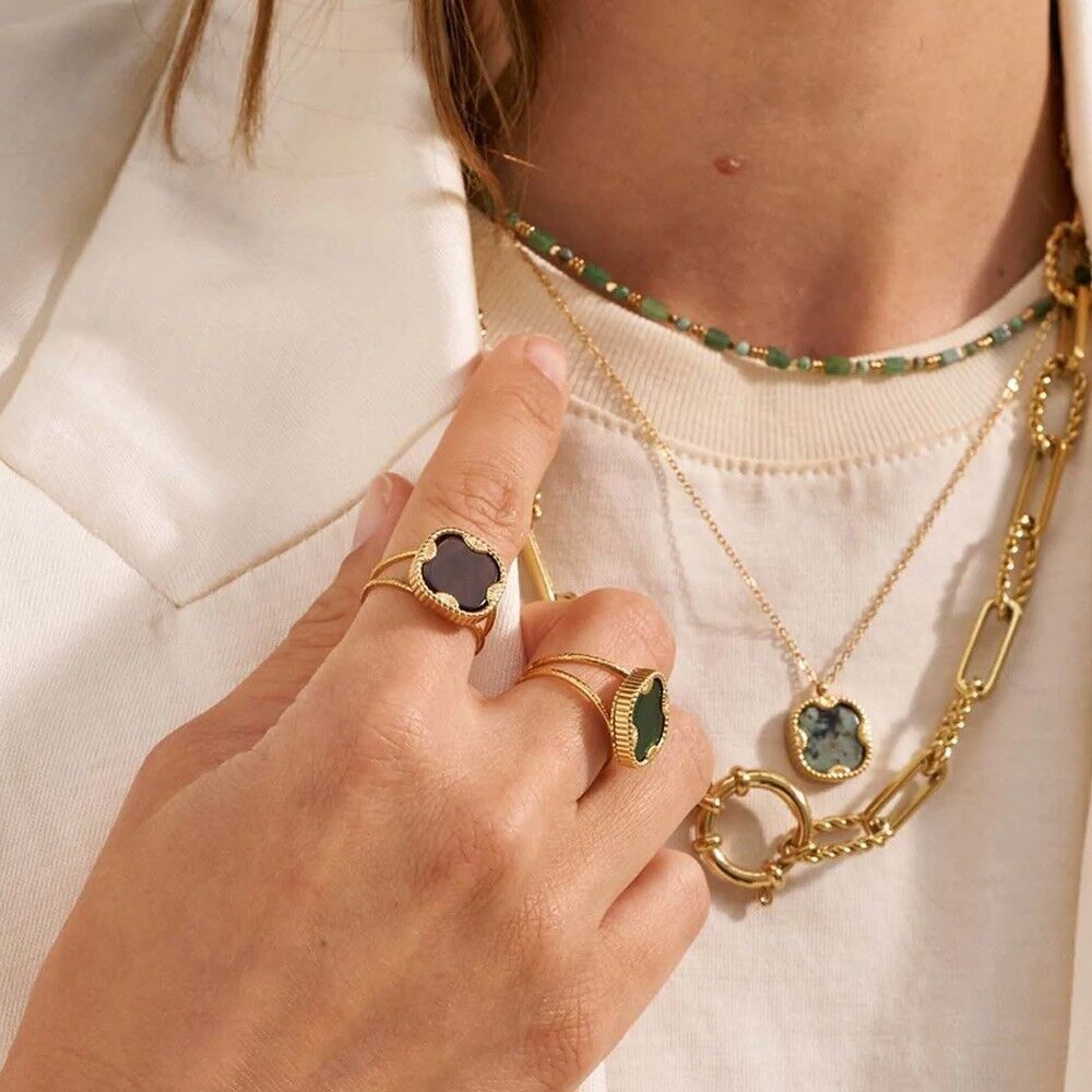 Anello Lloyd - pietra naturale quadrata