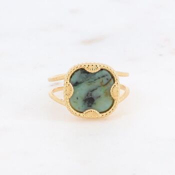 Bague Lloyd dorée avec pierre carrée Turquoise Africaine 4