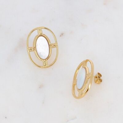 Golden Dianthe earrings with white mother-of-pearl stone