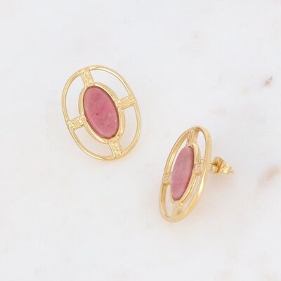 Golden Dianthe earrings with Rhodonite stone