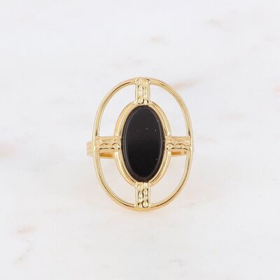 Anillo Dianthe dorado con piedra Onyx