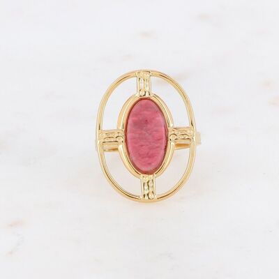 Golden Dianthe ring with Rhodonite stone