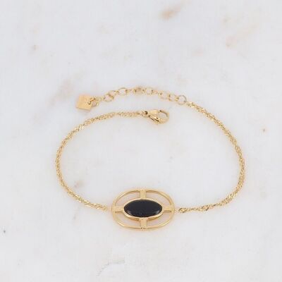 Pulsera Dianthe dorada con piedra Onyx ovalada