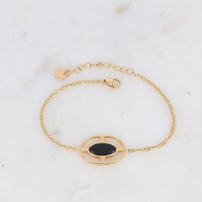 Bracelet Dianthe doré avec pierre ovale Onyx