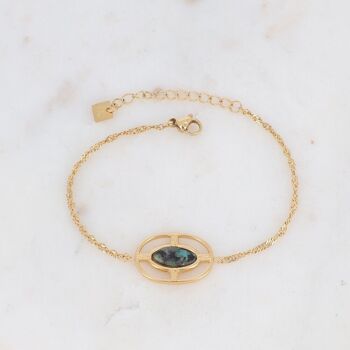 Bracelet Dianthe doré avec pierre ovale Turquoise Africaine 3