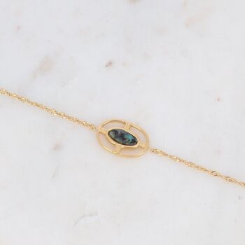 Bracelet Dianthe doré avec pierre ovale Turquoise Africaine 4
