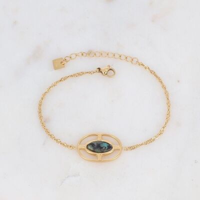 Bracelet Dianthe doré avec pierre ovale Turquoise Africaine