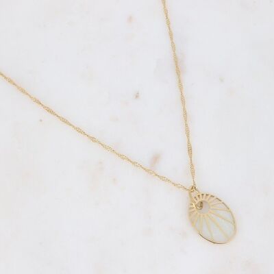 Golden Cameo necklace with white mother-of-pearl