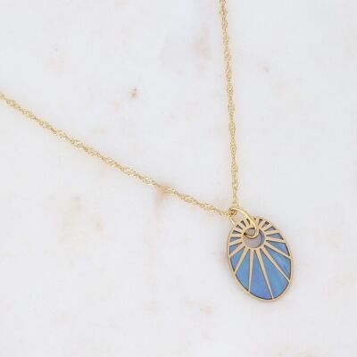 Gold Cameo necklace with blue acetate