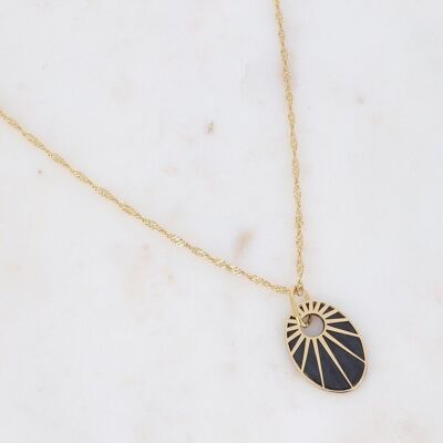 Gold Cameo necklace with black acetate