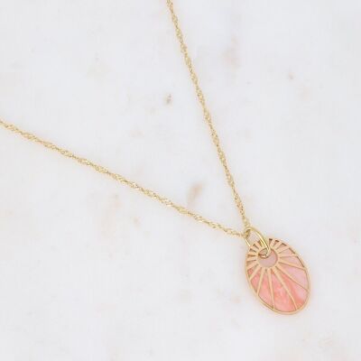 Gold Cameo necklace with pink acetate