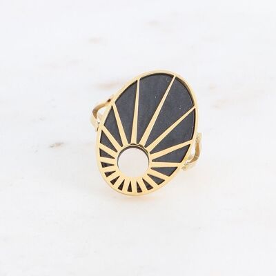 Gold Cameo ring with black acetate