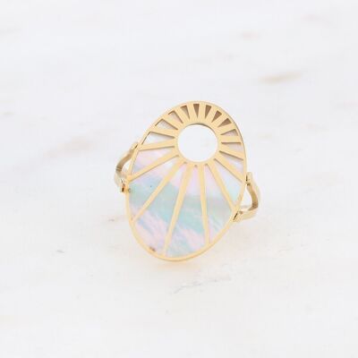 Golden Cameo ring with white acetate